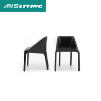 Ensemble de 6 chaises de salle à manger en métal sur mesure, design moderne nordique italien, finition gris brillant, base en marbre