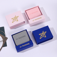 A1 Logo Imprimé De Luxe Petit Tiroir Boîte À Bijoux En Carton Anneau Tiroir Emballage Boîte Microfibre Bijoux Pochette caja joyeria