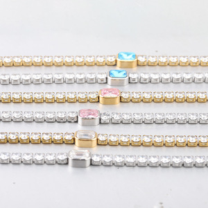 Pulseras de tenis Rinhoo de acero inoxidable 316L con circonitas, para mujer, estilo INS, ligeras, de lujo, impermeables, chapadas en oro de 18K PVD. - Product Image 3