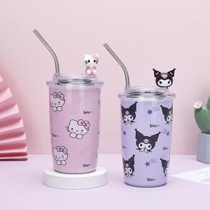 Novo 450ml de aço inoxidável palha copo garrafa térmica caneca dos desenhos animados Anime Kulomi gatinho gato bonito água copo canecas de café isolamento Cooler Cup - Product Image 3