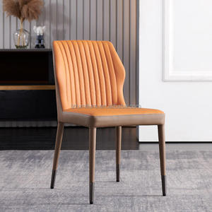 Two Tone Eco-Friendly Faux Leather Upholstered Quilted Luxury Modern Dining Room Accent <b>Chairs</b> <b>Padded</b> Curved Seats Home - Product Image 5