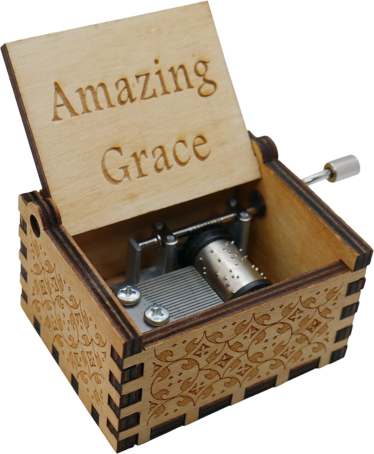 Caja musical pequeña de madera de Grace para hombres y mujeres, regalo religioso