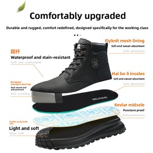 أحذية أمان رجالية جديدة عابرة للحدود، مقاومة للصدمات والثقب والانزلاق، بمقدمة فولاذية، مقاومة للماء، مصنوعة من الألياف الدقيقة - Product Image 5