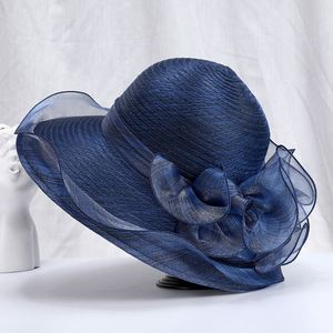 Sinamay chapeaux de mariage mode robe de mariée chapeaux de fête et chapeaux de fête en Organza fait à la main pour les femmes KT-1627 rond - Product Image 6