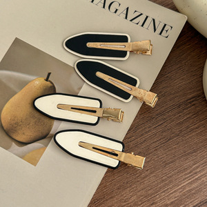 Pince à cheveux de haute qualité, noire et blanche, pour franges et mèches rebelles, pince latérale, pince bec de canard, pince à cheveux droite pour femme - Product Image 4