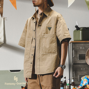 <span class=keywords><strong>Camicia</strong></span> da Lavoro Stile Americano a Maniche Corte da <span class=keywords><strong>Uomo</strong></span>, Estiva Sottile e Ampia, Stile <span class=keywords><strong>Montagna</strong></span>, per Esterni e Pendolarismo, Monopetto con Colletto Rovesciato - Product Image 6