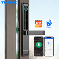 Kunci Pintu Pintar Sidik Jari Aluminium Tahan Air Tolink Ttlock Tuya untuk Pintu Geser Kaca
