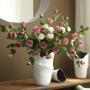 Долговечный классический искусственный цветок розы с 5 бутонами, цвета апельсин, для подарка на День святого Валентина, юбилея, романтического предложения, декора - Product Image 4