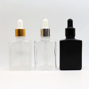 Cosmetic Package Square Clear <b>Glass</b> Pipette Flat Serum <b>Bottles</b> 30ml 50ml 100ml Essential Oil Rectangle <b>Glass</b> <b>Dropper</b> <b>Bottle</b> - Product Image 3
