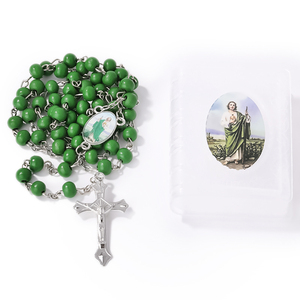 Tarjetas de Oración de <span class=keywords><strong>San</strong></span> <span class=keywords><strong>Judas</strong></span> <span class=keywords><strong>Tadeo</strong></span> con Juego de <span class=keywords><strong>Rosario</strong></span> Verde, Regalo Religioso Católico, Ideal para Devoción, Bautismo, Primera Comunión, 12 Uds. - Product Image 3