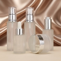 Bouteille de luxe en verre dépoli, ensemble de soins de la peau, emballage de luxe 20 30 40 50 60 80 100 120 150ml, Lotion corporelle de pompe