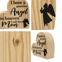 Placa de Madera Ángel Guardián, Recuerdo Conmemorativo de Corazón para Mamá, Regalo de Condolencias en Memoria de un Ser Querido, Venta al por Mayor OEM, Decoración de Ángel de Madera