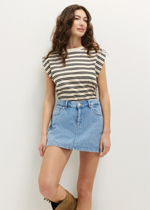 <span class=keywords><strong>Camiseta</strong></span> de Algodón a <span class=keywords><strong>Rayas</strong></span> para Mujer, Manga Corta, Corte Holgado, Dobladillo Elástico, Informal, Verano, Ligera, Estilo Vintage - Product Image 2