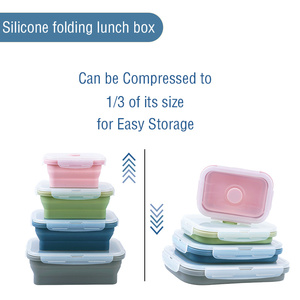 350ML/500ML/800ML/1200ML Wholesale Baby Freezer Airtight Foldable <strong>Collapsible</strong> <strong>Silicone</strong> Food Storage <strong>Containers</strong> <strong>with</strong> Plastic <strong>Lid</strong> - Product Image 6