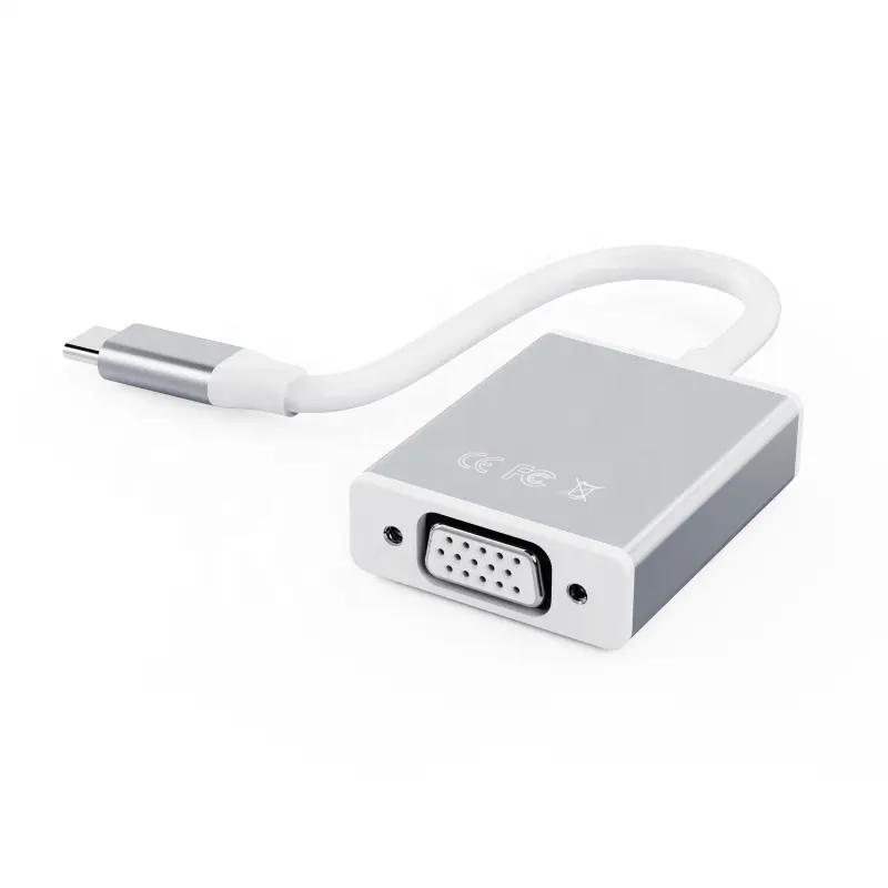 Mini Aluminum Type C Adapter USB3.1 to VGA Converter 1080P 60hz For Macbook Dell HP Xiaomi Cable Converter