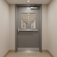 Porte coupe-feu interne stable en acier inoxydable, résistante au feu, avec vitre de vision pour les projets de construction et immobiliers