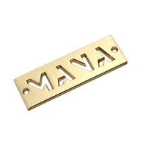 Plaques de signalisation métalliques de haute qualité pour meubles, forme rectangulaire, logo doré, étiquettes en métal pour bois