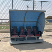 Abri pour équipe de football VIP, banc de coach, tribune, banc de remplaçants, banc de joueurs de football avec abri