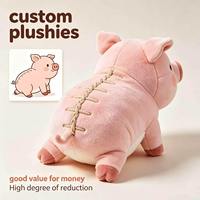 Op maat gemaakte pluche varkensknuffel 25cm met rugsteekjes PP katoen voor postoperatieve herstel mascotte