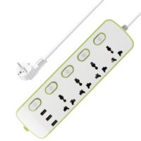 Soket ekstensi USB Universal 4 port, Soket Daya 2m, colokan kustom 3 USB