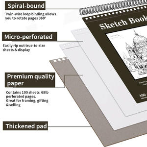 XinyiArt Supply 9 "X 12" Top Espiral Bound Sketch Book Pad Acid Free Art Sketchbook Dibujo artístico Papel de pintura para principiantes - Product Image 5