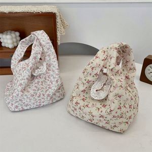 Cute Floral Print Tote Bag Work Essentials <b>Small</b> <b>Handbag</b> Summer <b>Handbag</b> for Women Korean-Style Wristlet Bag - Product Image 5