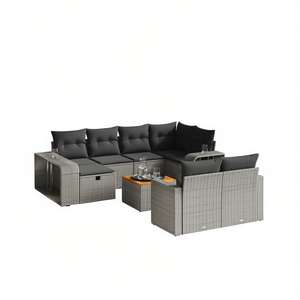 Ensemble de canapés de jardin en rotin gris, meubles d'extérieur avec matériaux résistants aux UV, design contemporain, mousse haute densité - Product Image 1