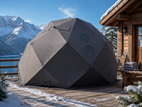 Tente de sauna sphérique Warmfire OEM pour 8 à 10 personnes, imperméable, ignifuge, en Oxford 3 couches avec fenêtre TPU, sauna vapeur pop-up