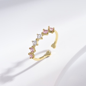 custom plata 925 <b>silver</b> Princess Cut Zircon <b>ring</b> Everyday Wear 18k gold plated <b>emerald</b> pink stone summer simple <b>rings</b> for girls - Product Image 1