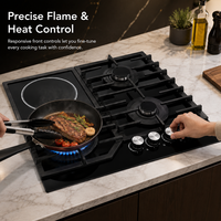 Table de cuisson multi-combustibles (gaz, électrique, GPL) à économie d'énergie, compatible avec divers ustensiles de cuisson, surface en verre trempé, haute performance (encastrable ou sur table)