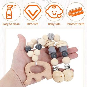 Clip <span class=keywords><strong>para</strong></span> Chupón Hecho a Mano con Madera Natural <span class=keywords><strong>para</strong></span> Decoración de <span class=keywords><strong>Cuna</strong></span> y Cochecito de Bebé, <span class=keywords><strong>para</strong></span> Calmar a los Bebés - Product Image 4