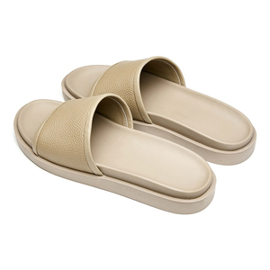Sandales d'été pour hommes de style coréen en cuir véritable beige antidérapantes, simples et tendance pour l'extérieur, décontractées, plage, claquettes en cuir personnalisées - Product Image 2