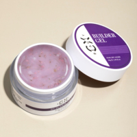 Gel UV/LED durcissant pour extension d'ongles, 16 couleurs, gel de construction floral translucide avec paillettes, pour sculpture et application de fleurs séchées printanières