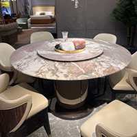 Ensemble de table et chaises de salle à manger rondes en bois massif de luxe, avec plateau en marbre, imperméable et durable, assemblé pour la maison, le restaurant