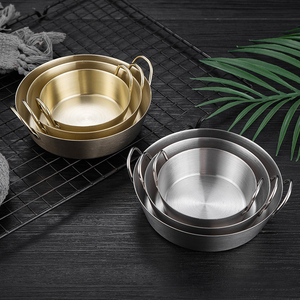 Olla de Acero Inoxidable 201 de Estilo Coreano, con Doble Asa, Antiadherente, Diseño Moderno, para Salsas, Sopas, Caldos, Arroz y Vino, Color Plateado, Uso Comercial - Product Image 2