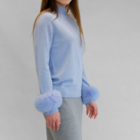 Pull en cachemire tricoté pour femmes Tyan, col demi-haut, tissu mélangé, pull tricoté doux avec fourrure de renard véritable