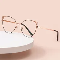 Cateyeデザイン無料サンプルカスタムメイド眼鏡フレーム金属光学フレームアンチブルーライトブロッキングメガネ女性