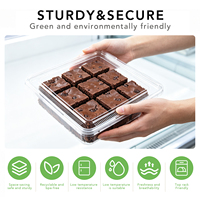 Boîte carrée transparente en PET pour brownies, couvercle jetable, conteneur à pâtisserie recyclable, qualité alimentaire, vente en gros, OEM personnalisé, chewing-gum, gelée