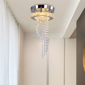 モダンな<span class=keywords><strong>LED</strong></span>クリスタルシーリングライト、スパイラルレインドロップペンダント付きラウンドシャンデリア、ステンレススチールベース、リビングルーム用 - Product Image 2