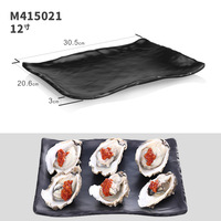Assiettes de barbecue en mélamine écologiques BST, durables, design givré, forme rectangulaire, avec logo personnalisé, fonction de rangement