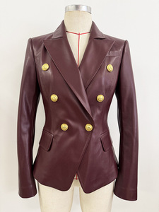 Pronta Consegna Primavera 2026 Nuovo Stile Giacca Elegante Slim-Fit di Alta Qualità Colore Rosso Vino <span class=keywords><strong>Blazer</strong></span> da Donna - Product Image 1