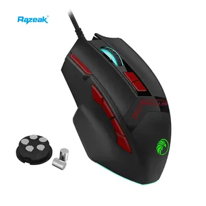 Popular 10 Buttons Cool Colorful Brilliant RGB Light Fire Key Macro Software Office Wired Gaming Mouse with Metal Counterweight