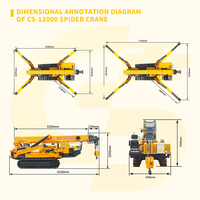 Mini-grue araignée de 12 tonnes avec flèche télescopique de 21 m, chenilles hydrauliques et capacité de rotation à 360°