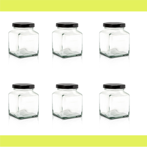 Barattoli di vetro quadrati da 230 ml con coperchio a vite - Product Image 6