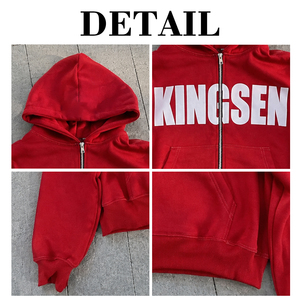 High Quality French Terry 500 Gsm Cotton Print Hoodie Oversize Streetwear Vintage Patch Embroidery Plain Boxy <b>Zip</b> up Hoodies - Product Image 6