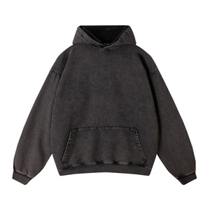 Hoodies surdimensionnés personnalisés de haute qualité 420 g/m², style vintage délavé, col rond, sans impression, effet délavé à l'acide - Product Image 5