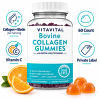 Gummies de collagène bovin à marque privée avec biotine et vitamine C, 60 unités, formule personnalisée, fabricant OEM ODM