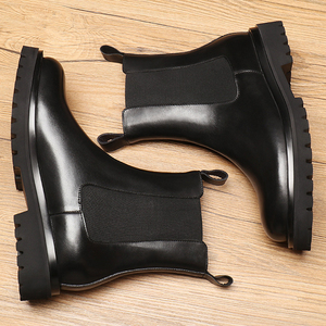 Tobillo de cuero genuino resistente al desgaste para hombre, forro de piel de Oveja Negra <span class=keywords><strong>Chelsea</strong></span>, cálido para invierno, hecho a mano, transpirable, antideslizante, para viajes - Product Image 4
