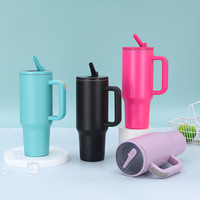 Vaso Térmico de Acero Inoxidable de Doble Pared con Aislamiento al Vacío de 40 oz, con Asa y Pajita Abatible, Libre de BPA, a Prueba de Fugas, con Logotipo Personalizado