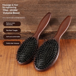 Spazzola per Capelli Leggera in Legno <span class=keywords><strong>di</strong></span> Faggio con Cuscino d'Aria e Setole <span class=keywords><strong>di</strong></span> Cinghiale, Denti Arrotondati per la Cura Quotidiana del Cuoio Capelluto - Product Image 3